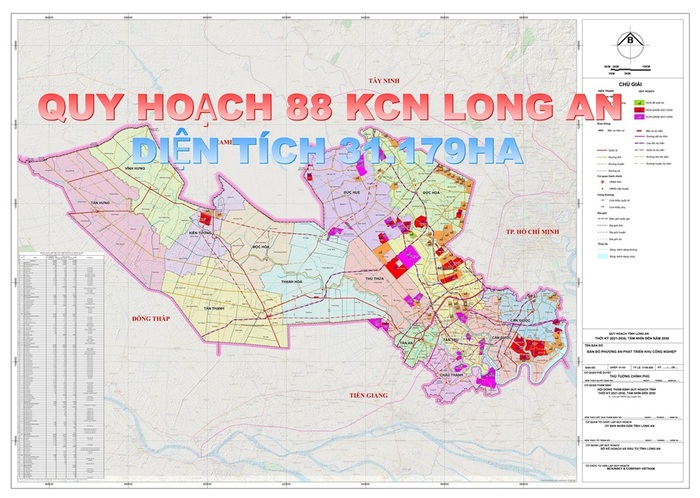 Bản đồ phương án phát triển khu công nghiệp tỉnh Long An 2030, tầm nhìn 2050