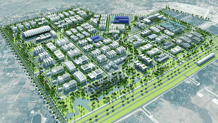 High-tech industrial parks possess many unique characteristics such as strategic location, and minimum land area of ​​30% for priority projects according to regulations. (Image: Perspective of Hoa Lac High-tech Industrial Park 2)