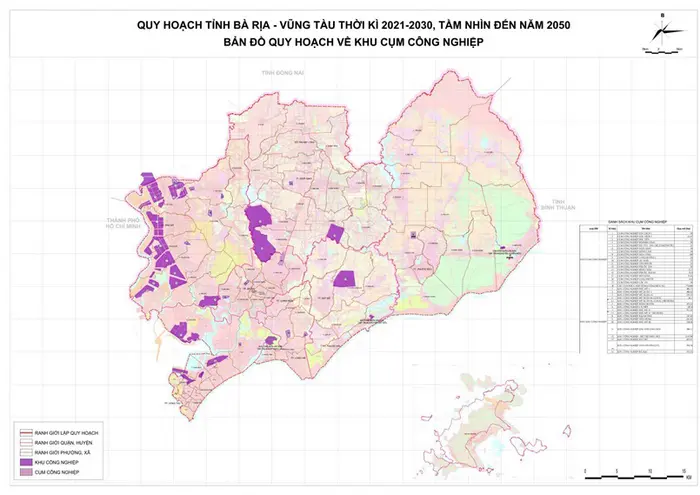 Bản đồ quy hoạch khu cụm công nghiệp tỉnh Bà Rịa - Vũng Tàu đến năm 2050