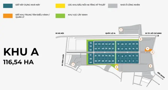 Mặt bằng phân khu A - KCN Tây Bắc Hồ Xá
